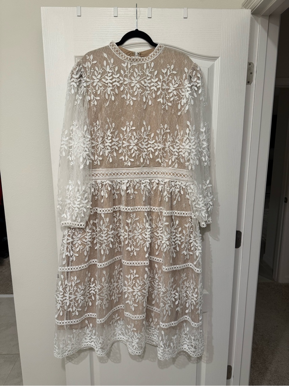 Plus Size White Lace Midi Dress - Bridal shower, rehearsal dinner, engagement - Picture 4 of 4